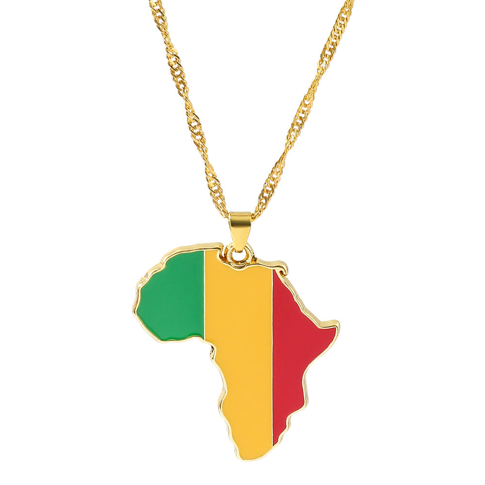 Collier Pendentif Carte D'Afrique Moderne En Alliage Durable Avec Électroplacage Pour Un Style Voyage Élégant