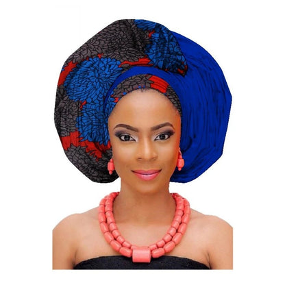 Turban Africain Imprimé en Coton Pour Femmes Motifs Géométriques Riches et Couleurs Élégantes