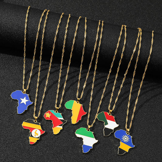 Collier Pendentif Carte D'Afrique Moderne En Alliage Durable Avec Électroplacage Pour Un Style Voyage Élégant