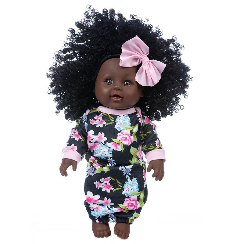 Poupée En Vinyle Peau Noire Avec Cheveux Bouclés Africains Pour Enfants Réalisme Et Accessoires