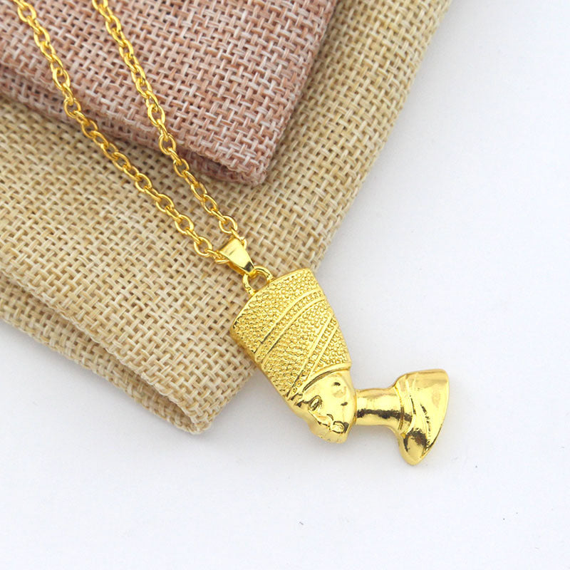 Pendentif Tête de Pharaon Hip Hop Collier Streetwear Égypte Ancienne Alliage Zinc Robuste
