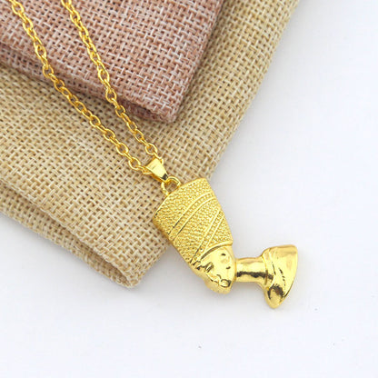 Pendentif Tête de Pharaon Hip Hop Collier Streetwear Égypte Ancienne Alliage Zinc Robuste