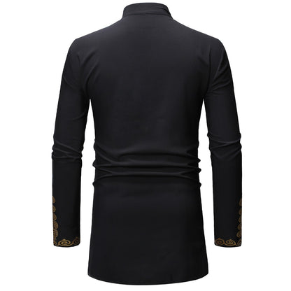 Haut Imprimé Dashiki Africain Noir En Coton Confortable Pour Sorties Décontractées