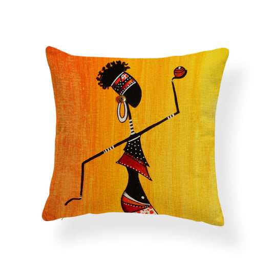 Housse de Coussin Coton et Lin Motifs Africains Authentiques Pour Déco Canapé et Lit Couleurs Chaudes