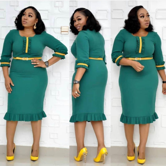 Robe À Coupe Pencil Africaine Mi Longue Commuter Stitching Pour Femmes Élégance Esprit Urbain Confort Quotidien