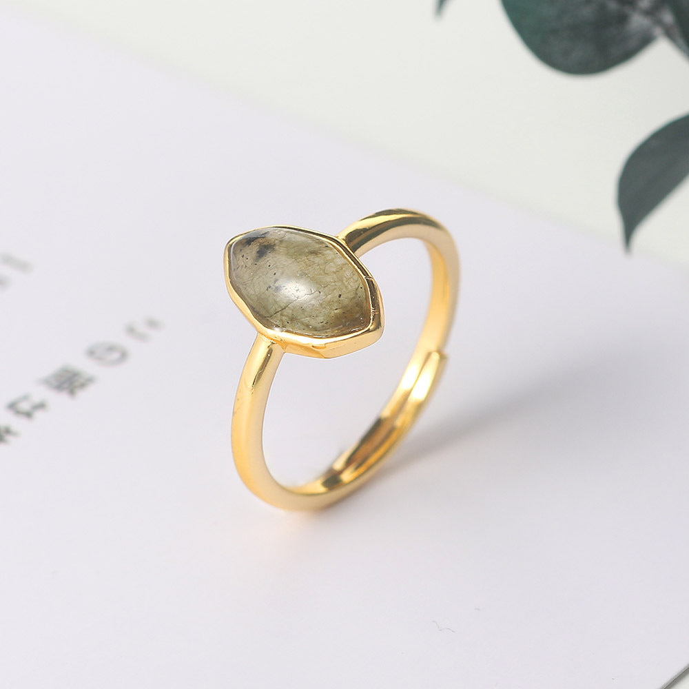 Bague Naturelle en Labradorite Africaine et Argent Sterling Élégante Bijou Mystique Pierres Naturelles