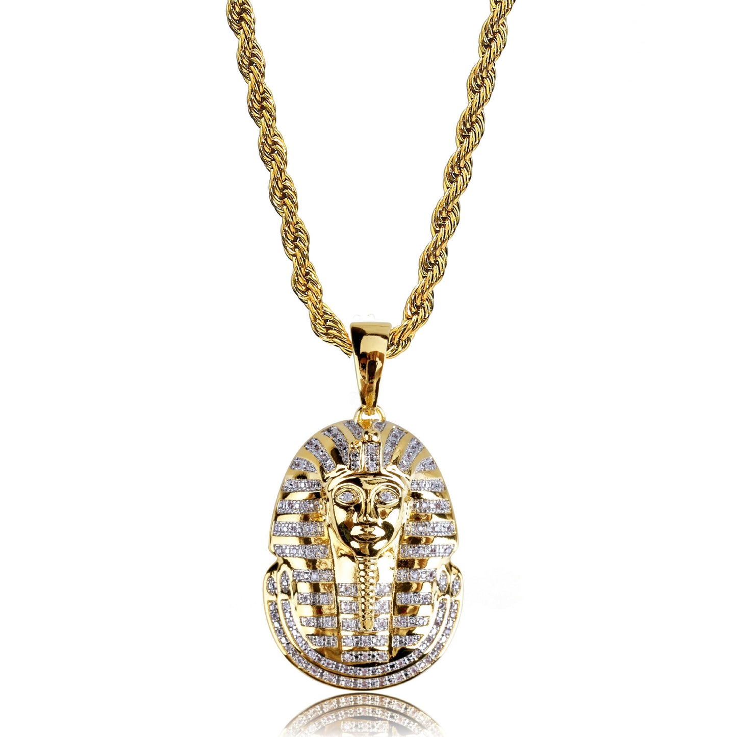Nouvelle Arrivée Collier Hip Hop Iced Out Pendentif Pharaon Égyptien Bijoux Urbains Luxueux Pour Look Distinctif