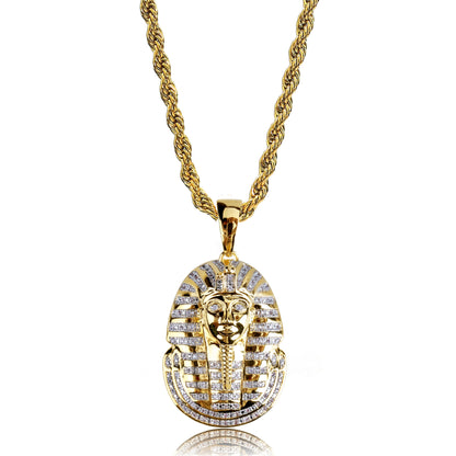 Nouvelle Arrivée Collier Hip Hop Iced Out Pendentif Pharaon Égyptien Bijoux Urbains Luxueux Pour Look Distinctif