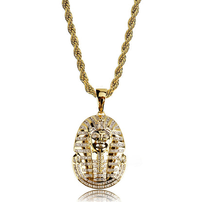 Nouvelle Arrivée Collier Hip Hop Iced Out Pendentif Pharaon Égyptien Bijoux Urbains Luxueux Pour Look Distinctif