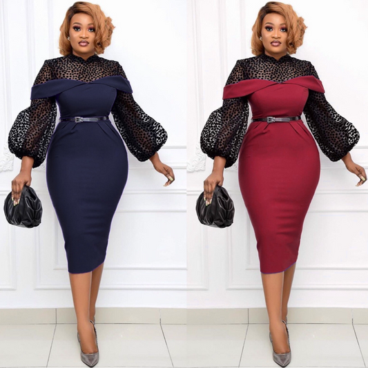 Robe Africaine Moderne Avec Pois En Mesh Manches Lanternes Et Taille Haute Pour Femmes Chic Et Distinguées