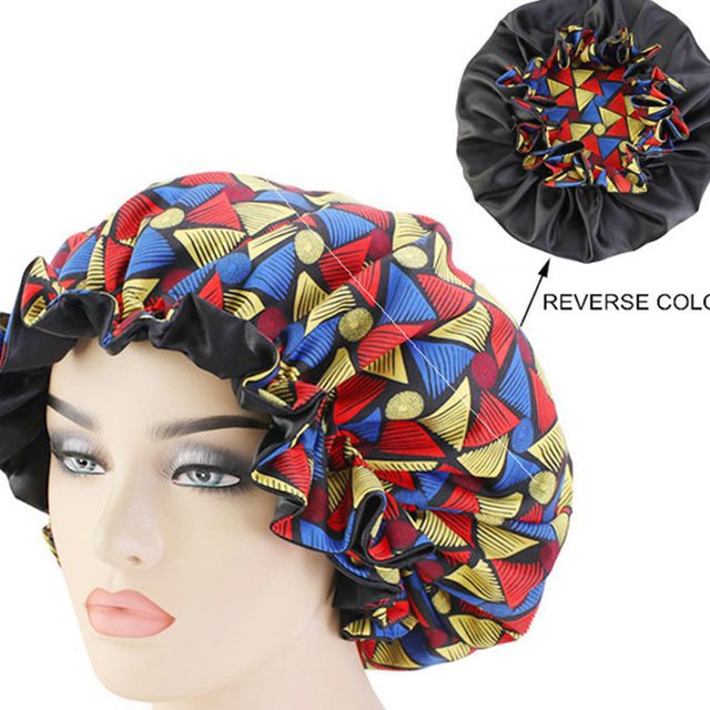 Bonnet de Nuit Femme Imprimé Ankara Motif Africain pour Cheveux Protection Confort