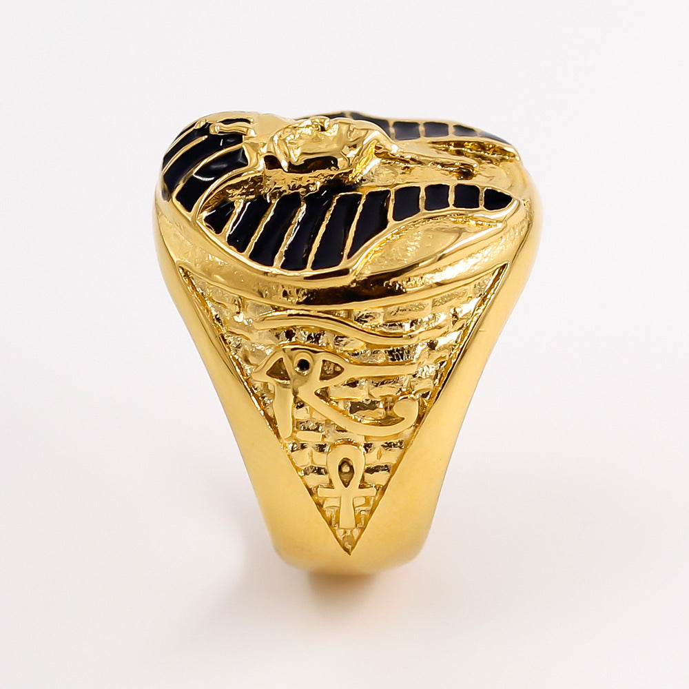 Bague Sphinx En Alliage Doré Vintage Européenne Et Américaine Design Moderne Chic Et Ludique