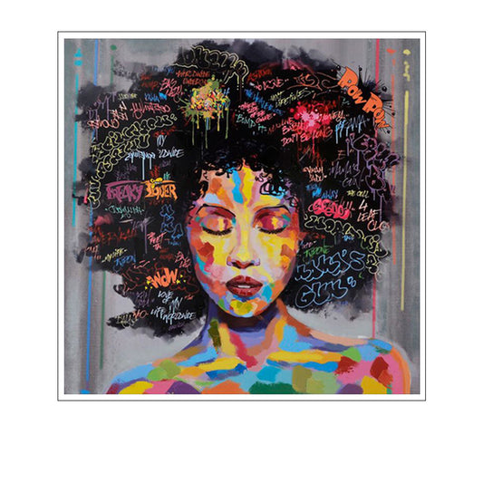 Tableau Mur Moderne Belle Femme Africaine Peinture Sur Toile Décoration Intérieure Effet Huile Contemporaine