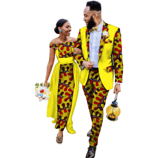 Ensemble Mariage en Coton pour Couple Afrique Élégance Coordonnées pour Femme et Homme