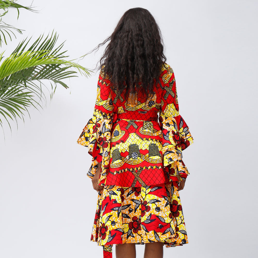 Robe Africaine Batik Mi Longue Avec Jupe Large Et Swing Pour Une Garde Robe Festive Élégance Intemporelle