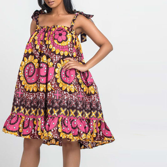 Robe Décontractée Ample Avec Bretelles Style Africain Pour Quotidien Confort Élégance