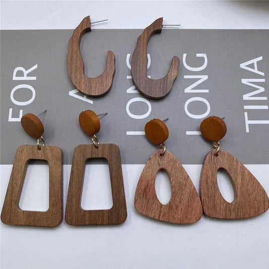 Boucles Doreilles En Bois Ethniques Africaines Simples Exaggerées Pour Allure Audacieuse Contemporaine Léger Portables
