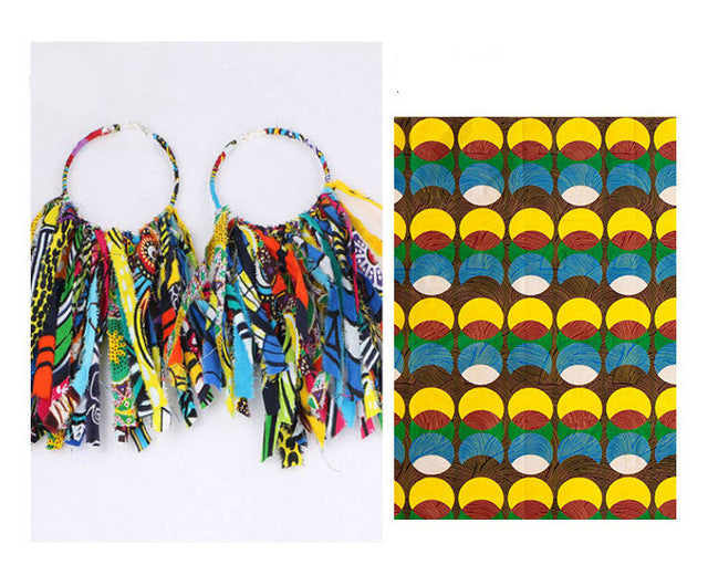 Boucles D Oreilles Tassel Africaines En Tissu Ankara Ethniques Imprimé Moderne Pour Femme