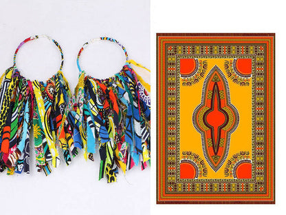 Boucles D Oreilles Tassel Africaines En Tissu Ankara Ethniques Imprimé Moderne Pour Femme