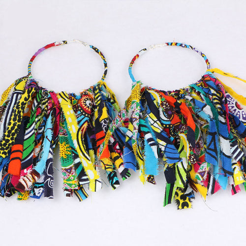 Boucles D Oreilles Tassel Africaines En Tissu Ankara Ethniques Imprimé Moderne Pour Femme