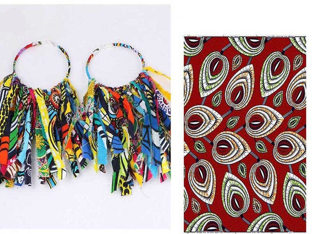 Boucles D Oreilles Tassel Africaines En Tissu Ankara Ethniques Imprimé Moderne Pour Femme