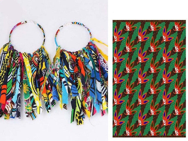 Boucles D Oreilles Tassel Africaines En Tissu Ankara Ethniques Imprimé Moderne Pour Femme