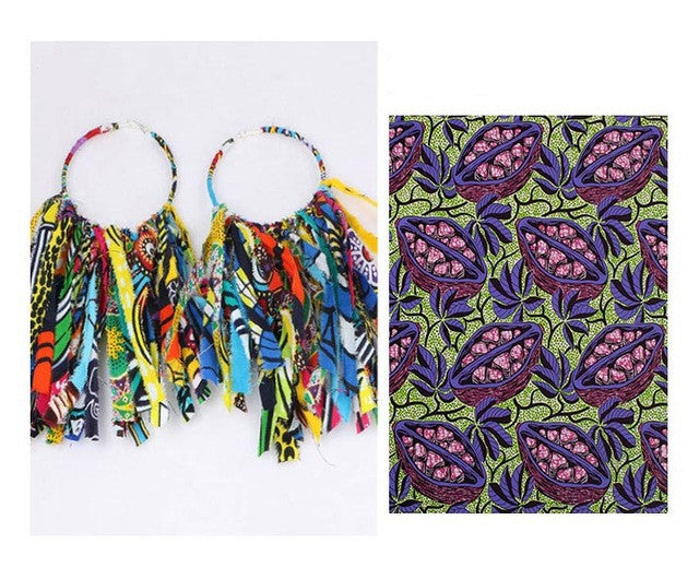 Boucles D Oreilles Tassel Africaines En Tissu Ankara Ethniques Imprimé Moderne Pour Femme
