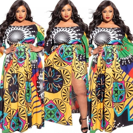 L-4xl Sexy Floral African Dress For Ladies