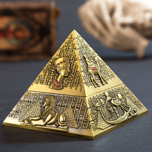 Cendrier Pyramide Égyptienne En Métal Avec Motif Pharaonique Pour Bureau Et Salon