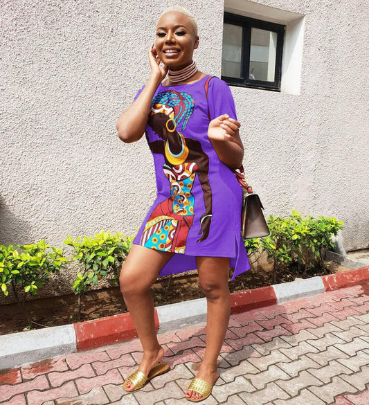Robe Décontractée À Imprimé Fille Africaine En Imitation Coton Léger Pour Été Coloré Et Original Pour Sorties