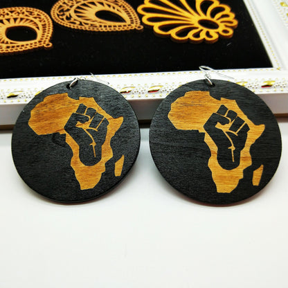 Boucles Doreilles Rondes Noires En Bois Naturel Avec Motif Géométrique Africain Pour Tous Styles