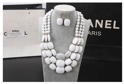 Ensemble Bijoux Bib Africain Perles Qui Brillent Comme Cristal Léger Confortable Pour Mariages Nigérians