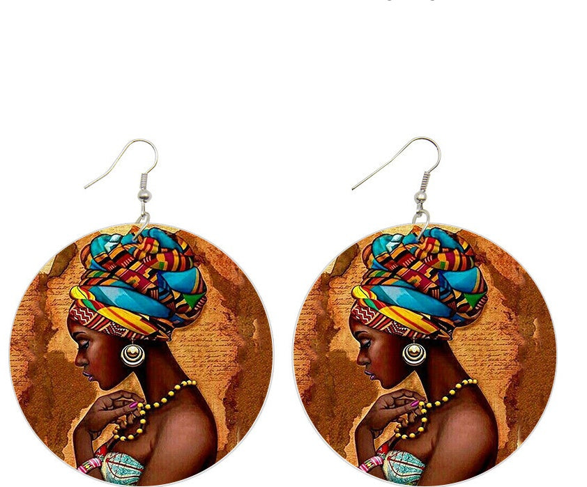 Boucles Doreilles En Bois Motif Tête De Afrique Design Distinctif Pour Style Chic Et Durable