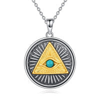 Pendentif Œil d'Horus en Argent Sterling Turquoise Bijou Pyramide Égyptien Ornement Sacré