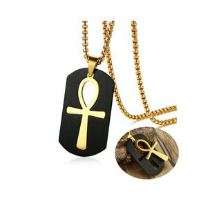 Talisman De Vie Pendentif Anka Égyptien En Acier Inoxydable Géométrique Pour Homme