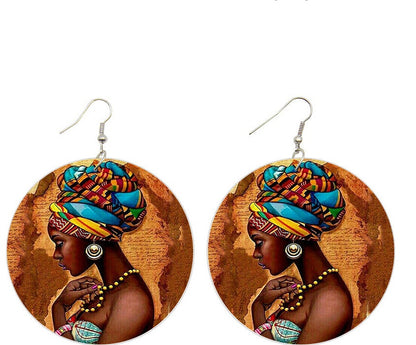 Boucles Doreilles En Bois Motif Tête De Afrique Design Distinctif Pour Style Chic Et Durable