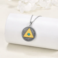 Pendentif Œil d'Horus en Argent Sterling Turquoise Bijou Pyramide Égyptien Ornement Sacré