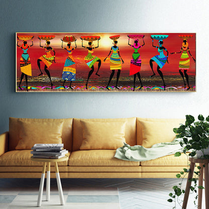 Tableau Imprimé sur Toile Femmes Africaines Dansant Danse Énergie Couleurs Décoration Murale
