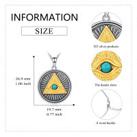 Pendentif Œil d'Horus en Argent Sterling Turquoise Bijou Pyramide Égyptien Ornement Sacré