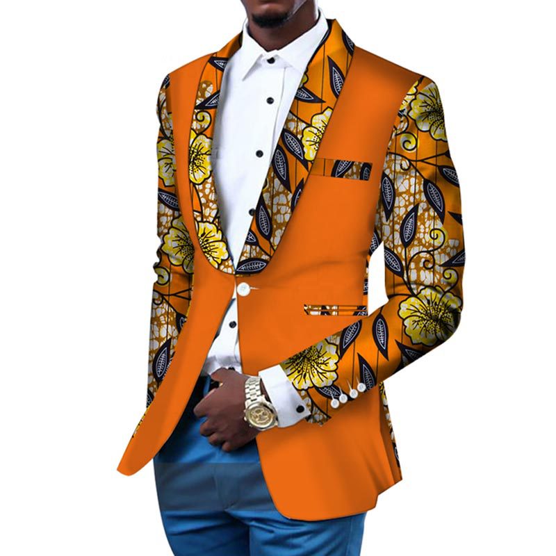 Veston Casual Homme Africain Imprimé En Coton Confortable Respirant Élégant Esprit Africain
