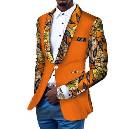 Veston Casual Homme Africain Imprimé En Coton Confortable Respirant Élégant Esprit Africain