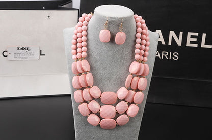 Ensemble Bijoux Bib Africain Perles Qui Brillent Comme Cristal Léger Confortable Pour Mariages Nigérians