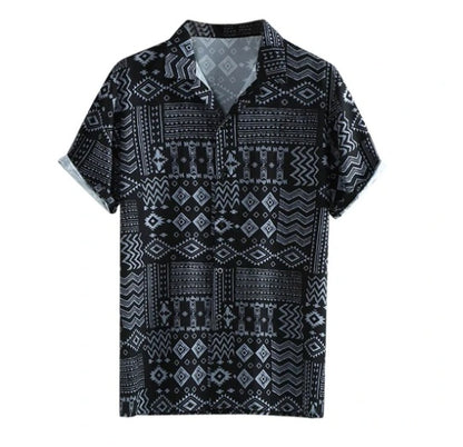 Chemise Homme Dark African Structure Avec Col Turn Down Et Fermeture Boutonnée Simple Pour Look Moderne Confortable