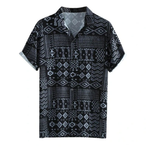 Chemise Homme Dark African Structure Avec Col Turn Down Et Fermeture Boutonnée Simple Pour Look Moderne Confortable