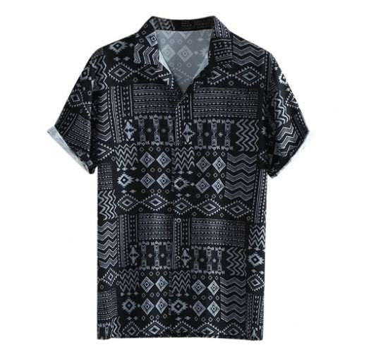 Chemise Homme Dark African Structure Avec Col Turn Down Et Fermeture Boutonnée Simple Pour Look Moderne Confortable