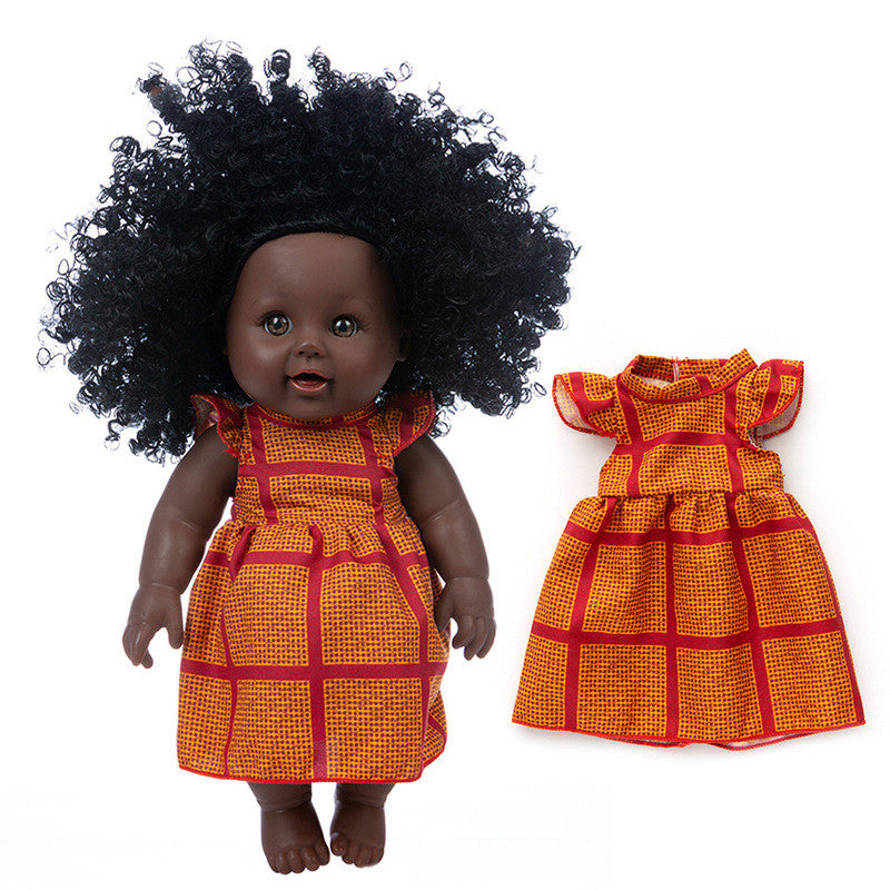 Poupée En Vinyle Peau Noire Avec Cheveux Bouclés Africains Pour Enfants Réalisme Et Accessoires