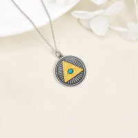 Pendentif Œil d'Horus en Argent Sterling Turquoise Bijou Pyramide Égyptien Ornement Sacré