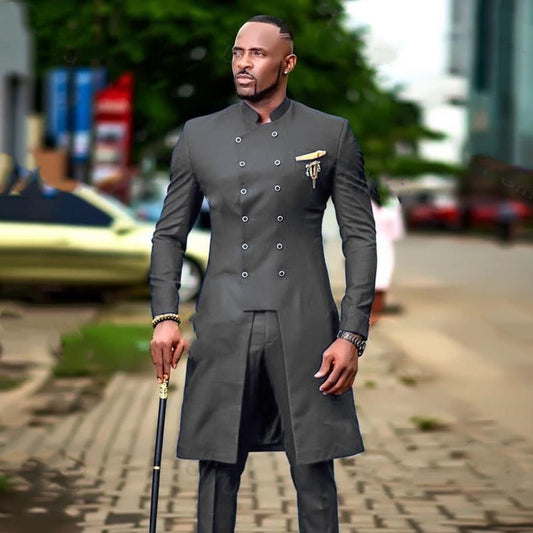 Smoking Slim Pour Mariage Africain Tuxedo Double Boutonnage Veste Pantalon Pour Homme