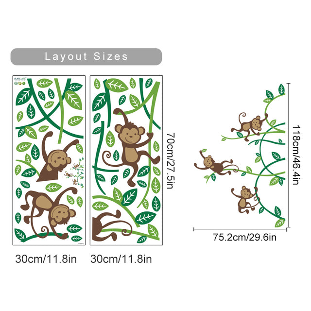 Sticker Mural Boho Grand Format Animaux Sauvages Africains Dans Un Paysage Tropical Avec Arbre