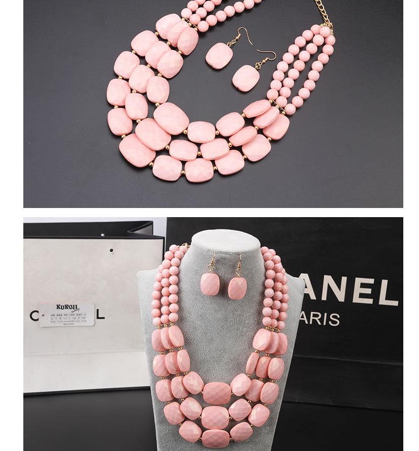 Ensemble Bijoux Bib Africain Perles Qui Brillent Comme Cristal Léger Confortable Pour Mariages Nigérians